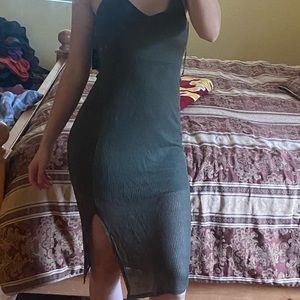 Camo green dress w slit on leg